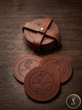 Shelby Genuine Leather Coaster Set